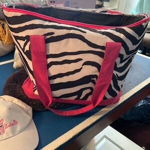 Pink Zebra Black and White Tote Bags